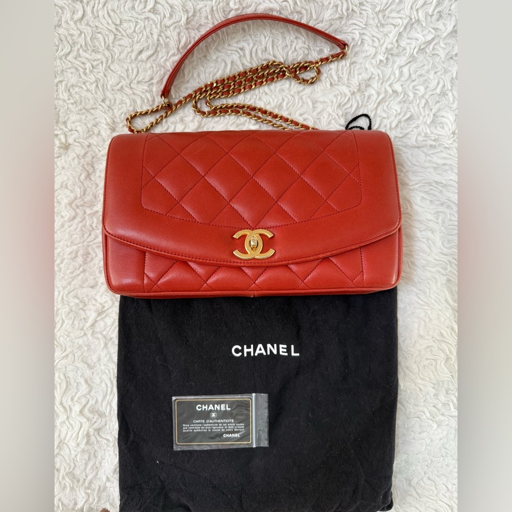 AUTHENTIC Chanel Red Orange Diana Reissue Flap RARE (2015)